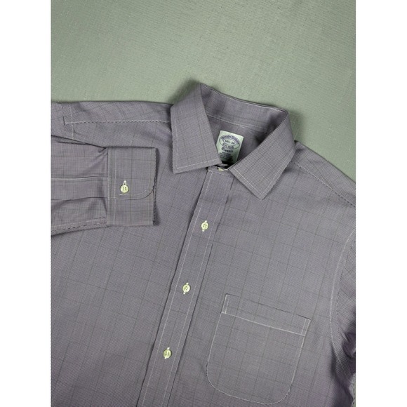 Brooks Brothers Other - Brooks Brothers Classic Non-Iron Dress Shirt Purple White Micro Check 14.5 34